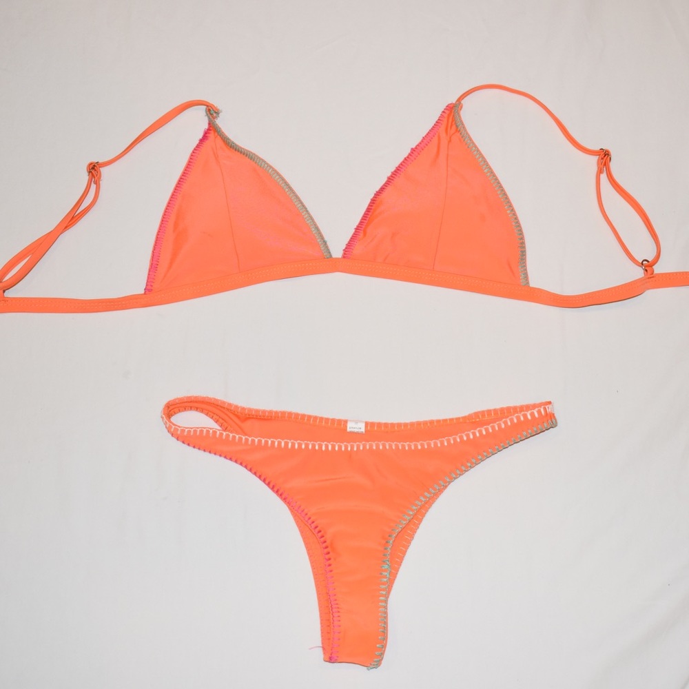 Range Bikini with Pink, Green, and White Stitching